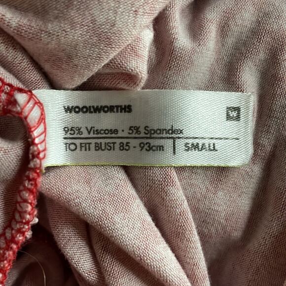 Woolworths Jersey Cap Sleeve Belted Dress Rust Orange White Size Small - Picture 7 of 8